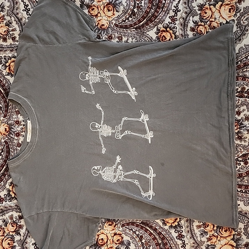 Project Social T Charcoal Tee with Skating Skeleton Back & Front Graphic (OS)